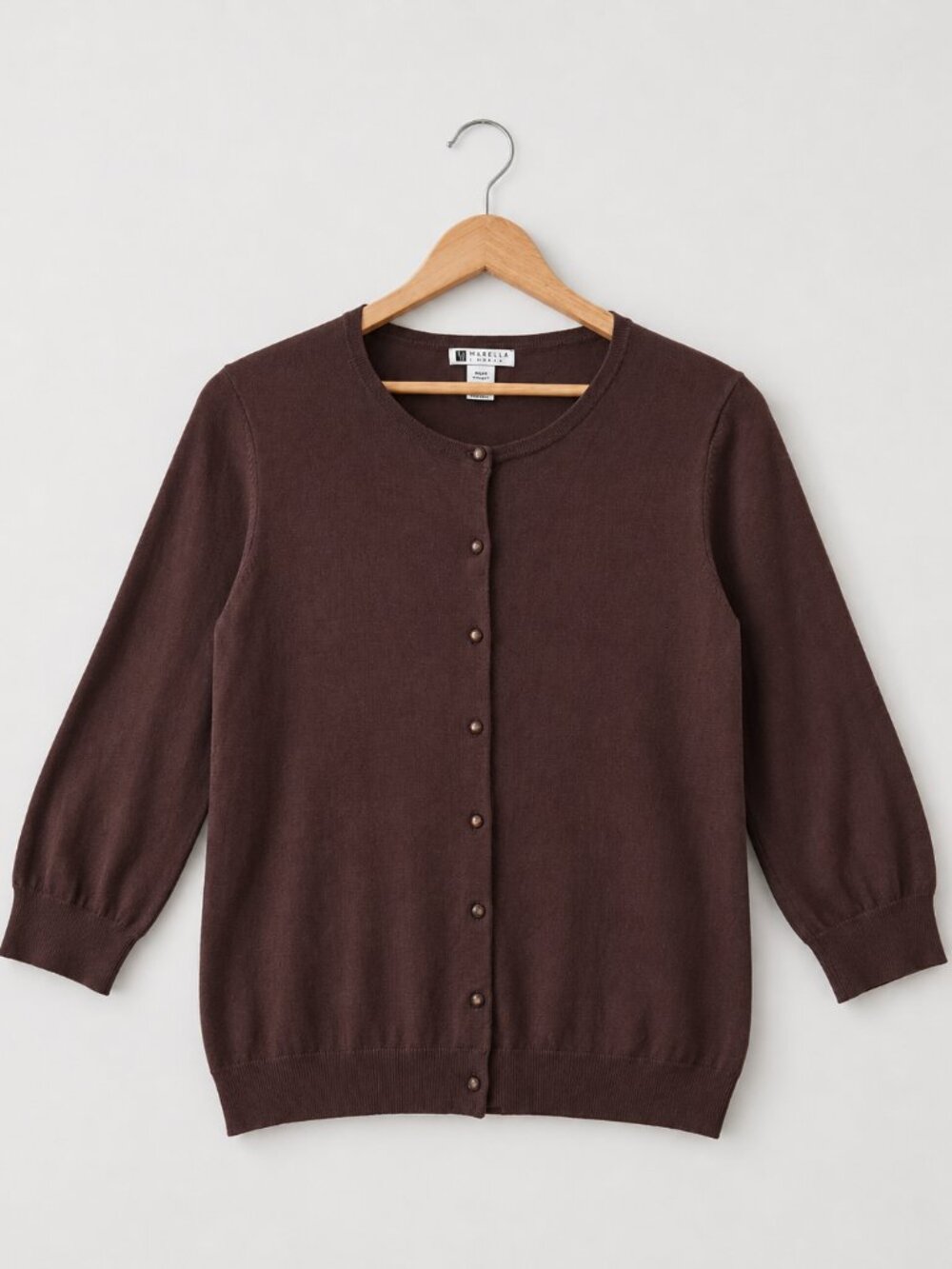 Carole Little M Viscose Knit Brown Cardigan Preppy Feminine Classic